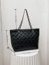 Quilted & Heart Pattern Grommet Eyelet Shoulder Tote Bag