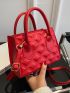 Mini Neon Red Embossed Detail Square Bag