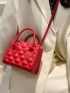 Mini Neon Red Embossed Detail Square Bag