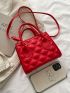 Mini Neon Red Embossed Detail Square Bag