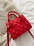 Mini Neon Red Embossed Detail Square Bag