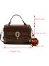 Crocodile Embossed Buckle Decor Satchel Bag