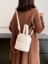 Letter Embroidery Fluffy Bucket Bag