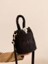 Letter Embroidery Fluffy Bucket Bag