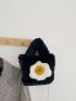 Poached Egg Pattern Fluffy Top Handle Bag