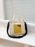 Color Block Canvas Square Bag