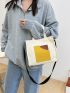 Color Block Canvas Square Bag