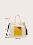 Color Block Canvas Square Bag