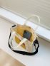 Color Block Canvas Square Bag