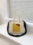 Color Block Canvas Square Bag