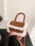 Mini Fuzzy Trim Flap Square Bag