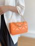 Neon Orange Embossed Detail Flap Square Bag