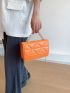 Neon Orange Embossed Detail Flap Square Bag