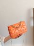 Neon Orange Embossed Detail Flap Square Bag