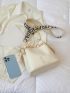 Twilly Scarf & Chain Decor Bucket Bag