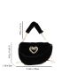 Heart Decor Flap Chain Fluffy Saddle Bag