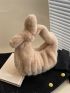 Bow Decor Fluffy Ruched Bag