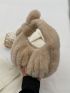 Bow Decor Fluffy Ruched Bag