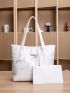 Marble Print Shoulder Tote Bag With Square Bag, Best Work Bag For Women