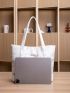 Marble Print Shoulder Tote Bag With Square Bag, Best Work Bag For Women