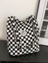 Polka Dot Pattern Letter Patch Shopper Bag