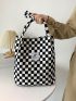 Plaid Pattern Shopper Bag, Clear Bag