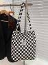 Plaid Pattern Shopper Bag, Clear Bag