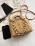 Quilted Detail Chain Decor Square Bag