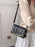 Quilted Chain Flap Square Bag