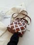 Plaid Pattern Drawstring Detail Bucket Bag