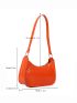 Mini Neon Orange Crocodile Embossed Hobo Bag