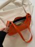 Mini Neon Orange Crocodile Embossed Hobo Bag