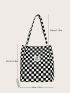 Plaid Pattern Shopper Bag, Clear Bag