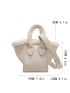 Mini Litchi Embossed Fuzzy Trim Bucket Bag