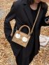 Mini Embossed Detail Contrast Fluffy Square Bag