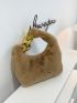 Minimalist Fuzzy Chain Hobo Bag