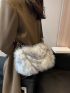 Chain Decor Fluffy Hobo Bag