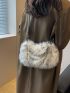 Chain Decor Fluffy Hobo Bag