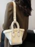 Mini Litchi Embossed Fuzzy Trim Bucket Bag