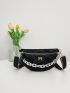 Floral Jacquard Bow & Chain Decor Fanny Pack