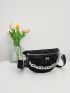 Floral Jacquard Bow & Chain Decor Fanny Pack