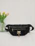 Floral Jacquard Bow Decor Fanny Pack