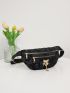 Floral Jacquard Bow Decor Fanny Pack