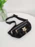 Floral Jacquard Bow Decor Fanny Pack