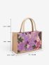 Random Floral Embroidered Sequin Decor Shopper Bag