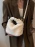 Ruched Detail Fluffy Hobo Bag