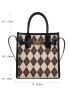 Argyle Pattern Contrast Binding Square Bag