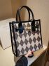 Argyle Pattern Contrast Binding Square Bag