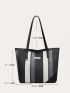 Colorblock Shoulder Tote Bag With Purse, Best Work Bag For Women