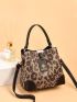 Small Square Bag Leopard Print Letter Graphic Elegant Adjustable-strap